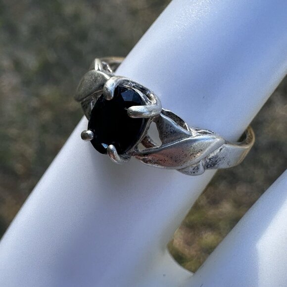 VTG Jay King DTR Sterling 925‎ Black Spinel Ring Size 7 Oval Shape 2.7g - Picture 3 of 11